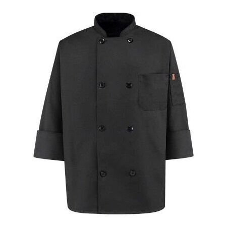 Vf Imagewear Chef Designs 8 Button-Front Chef Coat, Pearl Buttons, Black, Polyester/Cotton, L KT76BKRGL